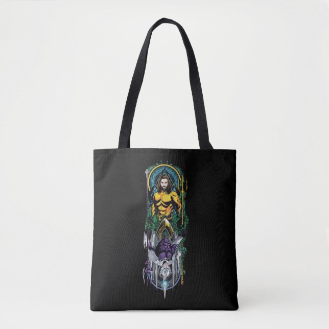 Bolsa Tote Aquaman | Painel Orin & Orm Reversible Art Nouveau (Frente)