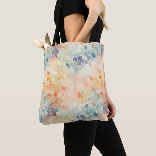 Bolsa Tote Aquarela Abstrata em Pastel Suave (Close Up)
