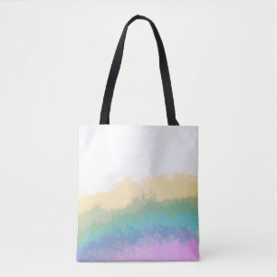 Bolsa Tote Aquarela arco-íris pincelada