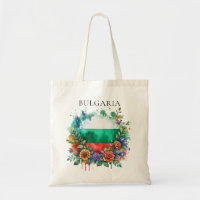 Aquarela Bandeira Búlgara Floral Wreath Folklore
