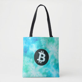 Bolsa Tote Aquarela Bitcoin (Estilo 3 - Vida de Praia)