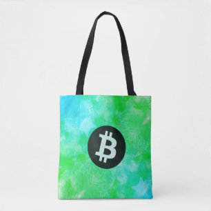 Bolsa Tote Aquarela Bitcoin (Estilo $ - Green Day)