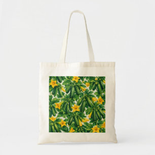 Bolsa Tote Aquarela Botânica de Flor de Abobrinha Verde
