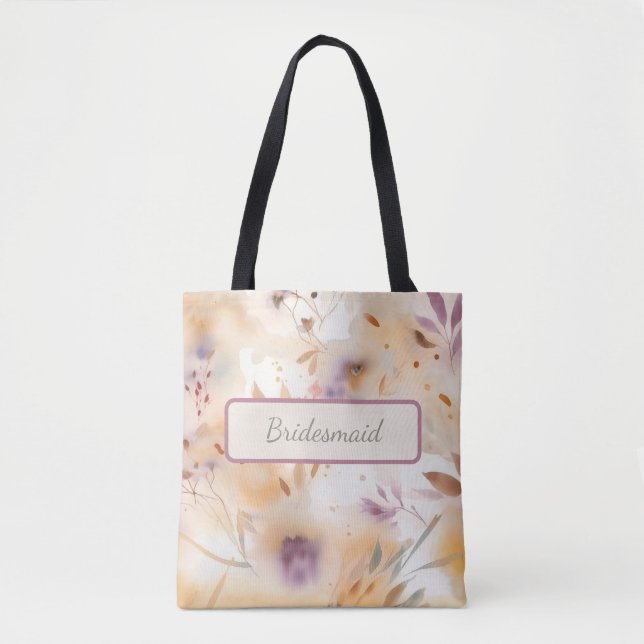 Bolsa Tote Aquarela Botânica Floral  (Frente)