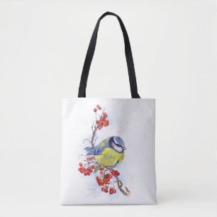 Bolsa Tote Aquarela branc ilustração de pássaros-do-mar de in