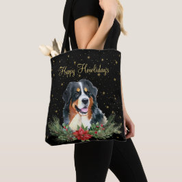 Bolsa Tote Aquarela Cachorro Fofo Feliz Natal
