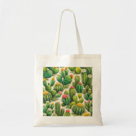 Bolsa Tote Aquarela Cacto Florido Deserto Botânico