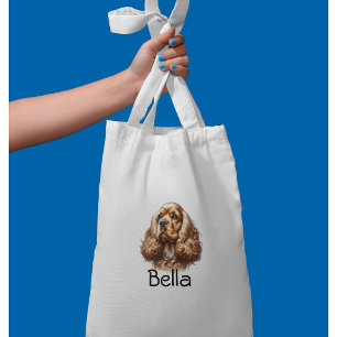 Bolsa Tote Aquarela Cocker Spaniel Personalizado