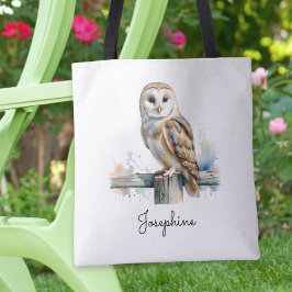 Bolsa Tote Aquarela Coruja Personalizada Reutilizável