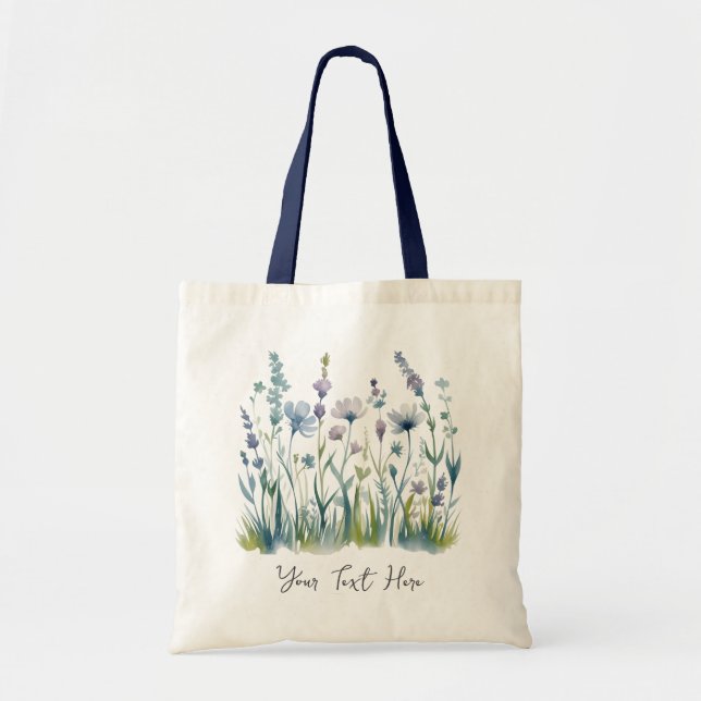Bolsa Tote Aquarela de Flor de Campo Floral Personalizada Mod (Frente)