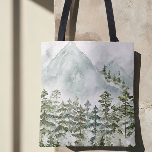 Bolsa Tote Aquarela de Floresta e Montanha da Natureza