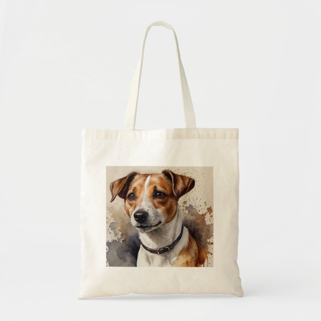 Bolsa Tote Aquarela de Jack Russell Terrier da moda (Frente)