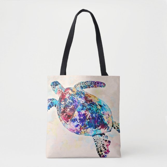 Bolsa Tote Aquarela de Tartaruga marinha havaiana (Frente)