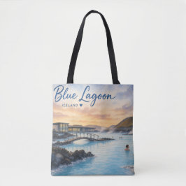 Bolsa Tote Aquarela do banho termal Blue Lagoon Islândia 