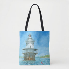 Bolsa Tote Aquarela do Farol de Goose Rocks
