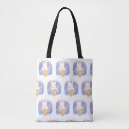 Bolsa Tote aquarela do gato sorvete