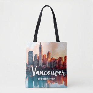 Bolsa Tote Aquarela do horizonte de Vancouver Washington Stat