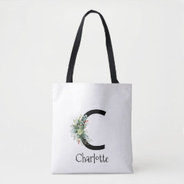 Bolsa Tote Aquarela elegante carta flor branca