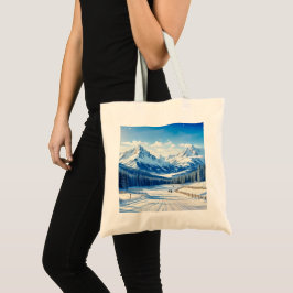 Bolsa Tote aquarela esportes de inverno neve coberta