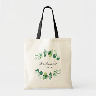Bolsa Tote Aquarela Eucalipto verde damas de honra Nome