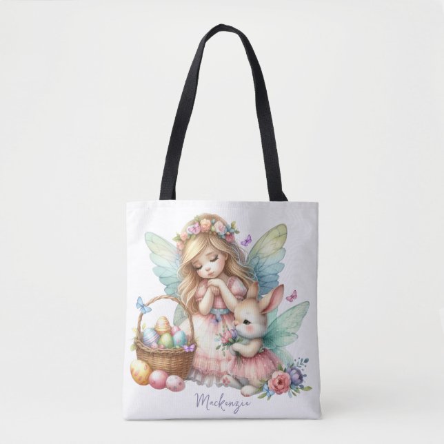 Bolsa Tote Aquarela Fada da Primavera de Páscoa (Frente)