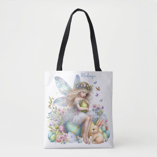 Bolsa Tote Aquarela Fada da Primavera de Páscoa (Frente)