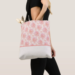 Bolsa Tote Aquarela Floral Abstrata em Tons de Rosa e Pêssego