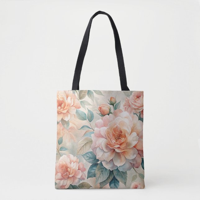 Bolsa Tote Aquarela Floral Delicada (Frente)