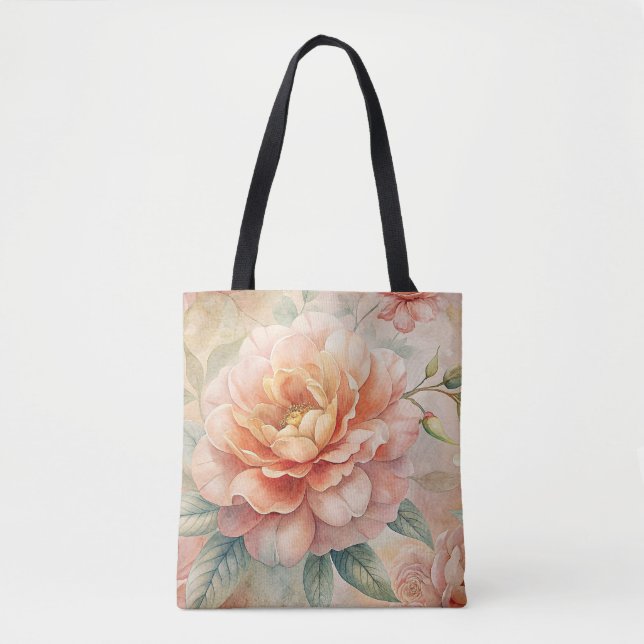Bolsa Tote Aquarela Floral Delicada (Frente)