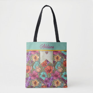 Bolsa Tote Aquarela Floral Laranja Água Rosa Creme Botânica