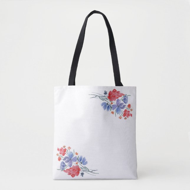 Bolsa Tote Aquarela, flores. (Frente)