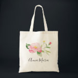 Bolsa Tote Aquarela Flores Rosa Primaveril Florescimento Nome<br><div class="desc">Carregue um pouco da primavera para qualquer lugar! Esta Bolsa de Mão Watercolor Blush Pink Blooms apresenta um design floral suave e romântico que é ao mesmo tempo elegante e alegre.</div>