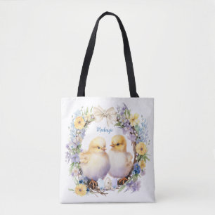 Bolsa Tote Aquarela Frango de Páscoa Personalizado