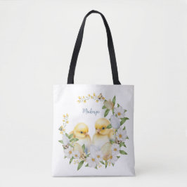 Bolsa Tote Aquarela Frango de Páscoa Personalizado