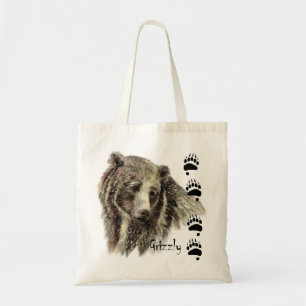 Bolsa Tote Aquarela Grizzly Bear Natureza