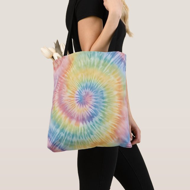 Bolsa Tote Aquarela Pastel Rainbow Tie Dye (Close Up)