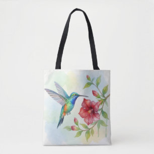 Bolsa Tote Aquarela Pequeno Beija-flor