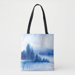 Bolsa Tote Aquarela Pinheiros de inverno