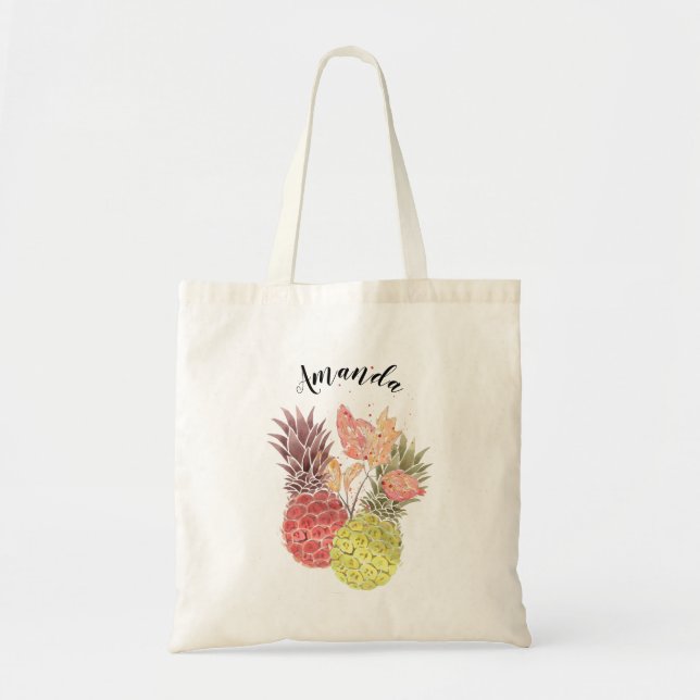 Bolsa Tote Aquarela tropical abacaxi damas de honra (Frente)