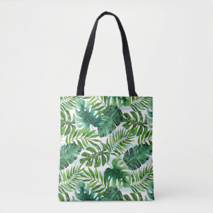 Bolsa Tote Aquarela tropical deixa Na moda verde