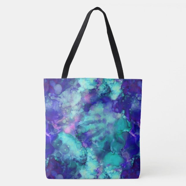 Bolsa Tote aquarelas de fantasia azul: (Frente)