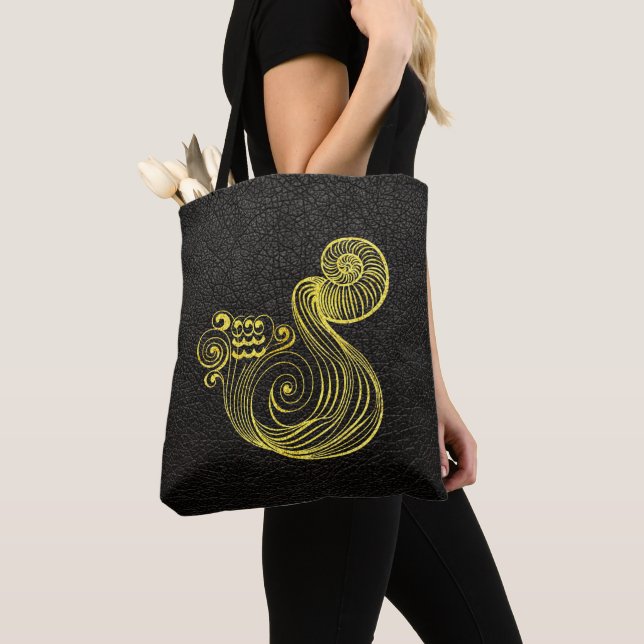 Bolsa Tote Aquário Dourado em Couro (Close Up)