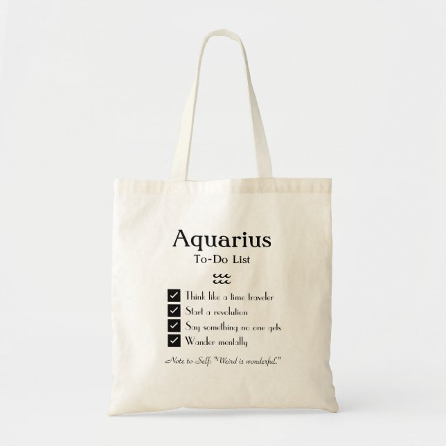 Bolsa Tote Aquário - Lista de Ações a Fazer (Frente)