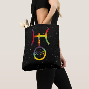 Bolsa Tote Aquário Urano Símbolo Planetário Tie Dye Estelar