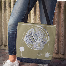 Bolsa Tote Aquarius Zodiac - Sinal Azul - Branco - Beige Mand