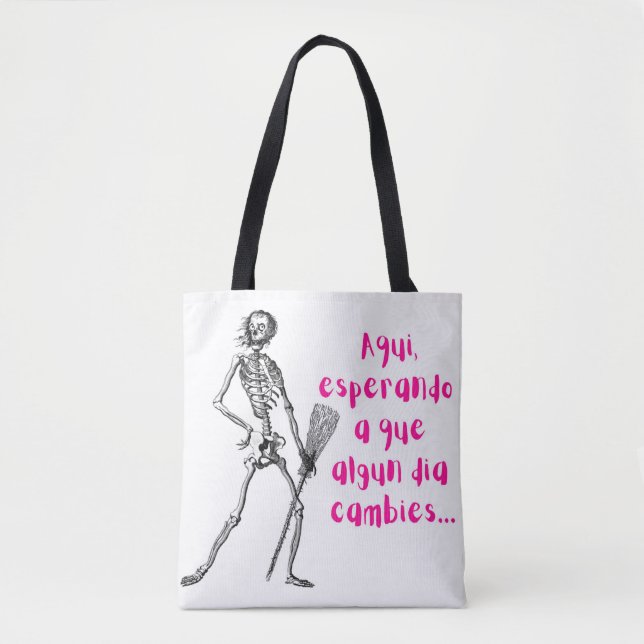 Bolsa Tote Aqui esperando que mudes meme (Frente)