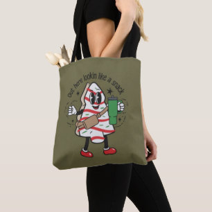 Bolsa Tote Aqui fora parecendo um lanche Bolo de árvore de Na