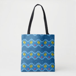 Bolsa Tote Aqui o padrão Fishy Beach
