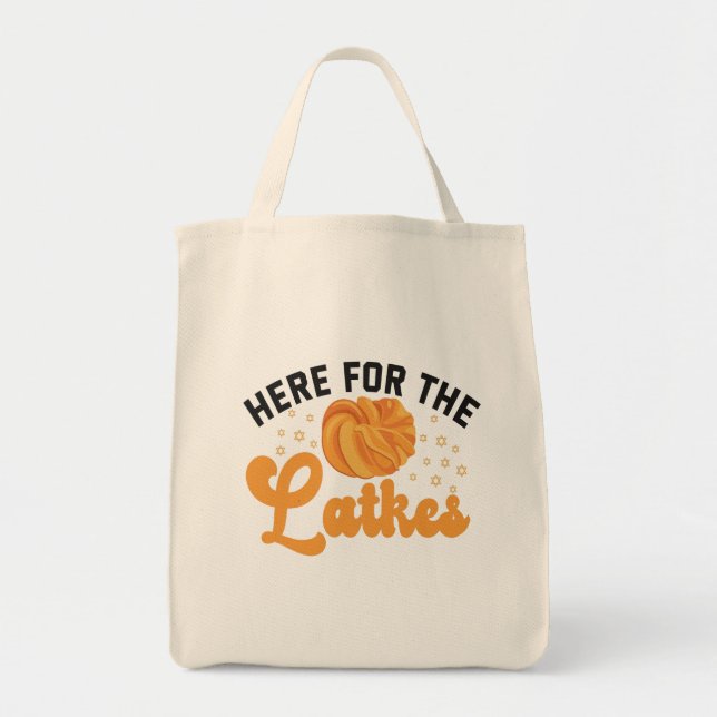 Bolsa Tote Aqui Para Os Latkes Engraçados Feriado Judeu Hanuk (Frente)
