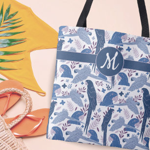 Bolsa Tote Ara Parrot Blue Tropical Licença Padrão Monograma